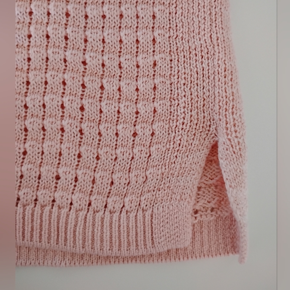 Talbots Cotton Blend Basket Weave Knit 3/4 Sleeve Pastel Pink Sweater Sz Medium - Picture 12 of 17